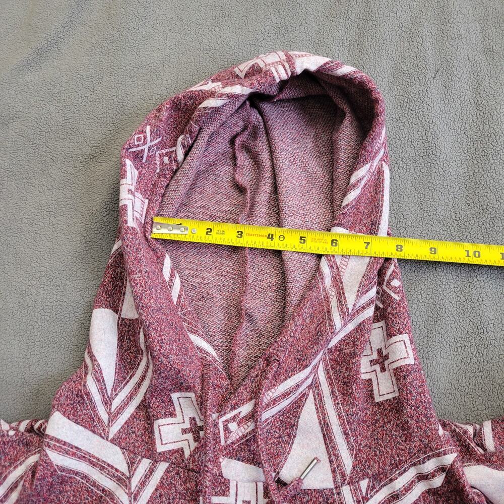 ON THE BYAS Hoodie Mens XL Red Aztec Pattern Skater Punk Beach Chill Cotton - Picture 12 of 16